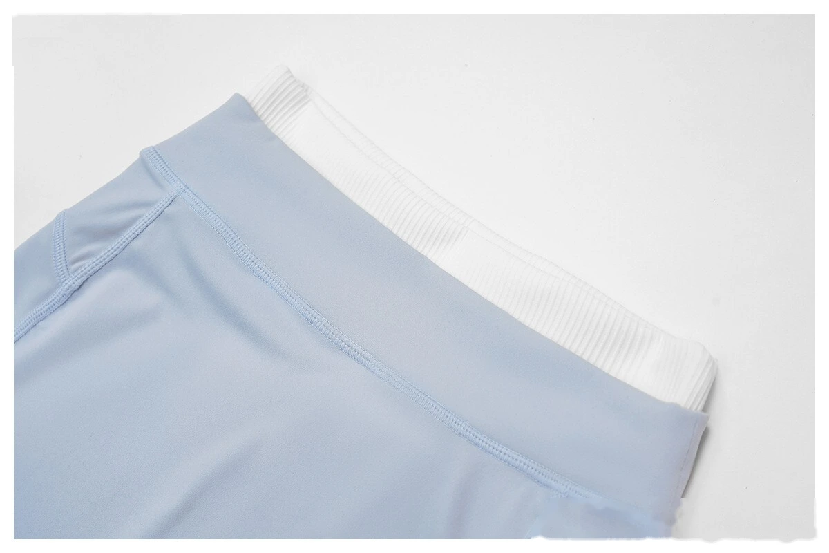 Customizable Naked-Feel Sports Shorts | Women's Contrast Ribbed High-Waist, Tight-Fit Yoga & Running Style detail