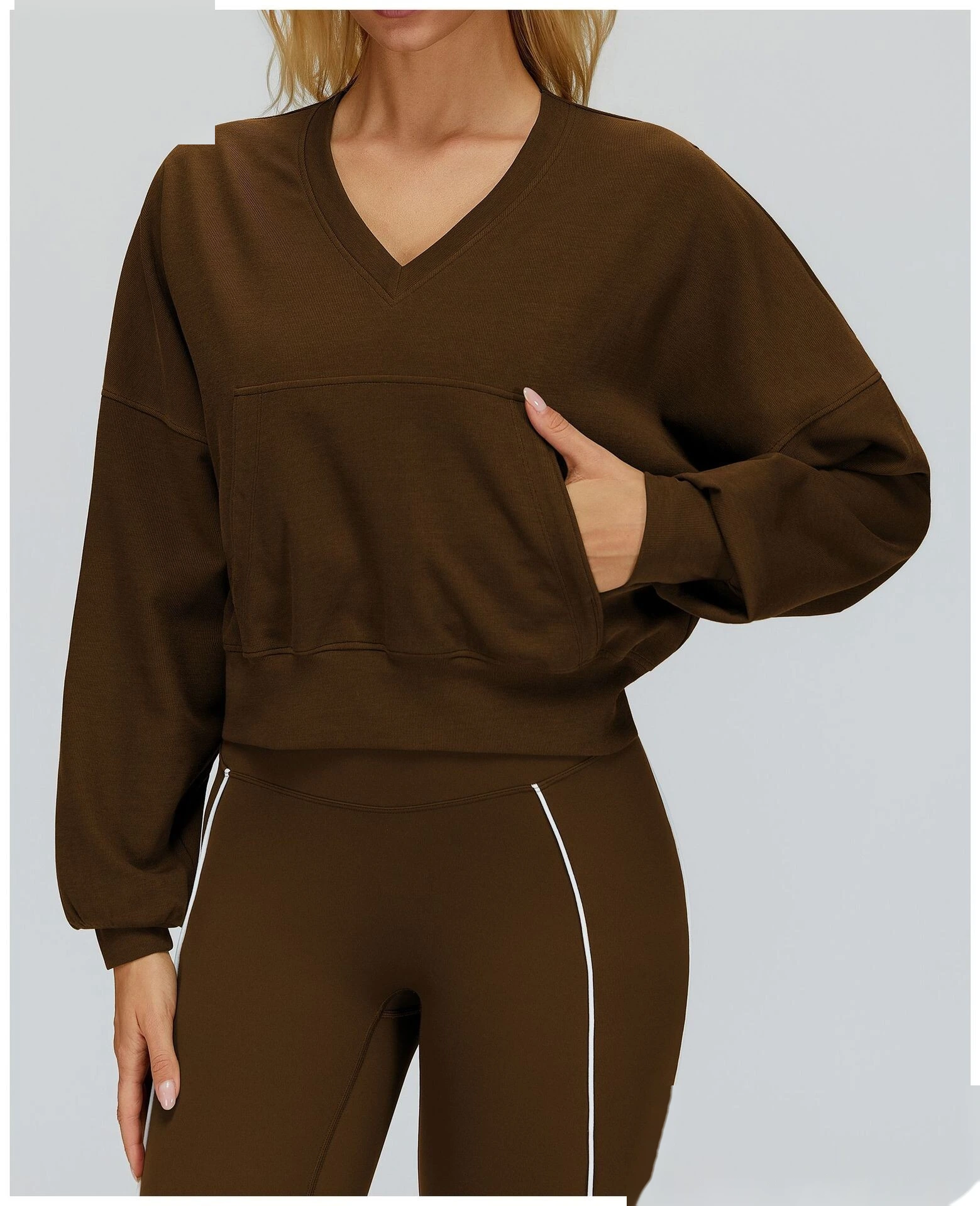Windproof Hooded Sweatshirt, Women's/Loose Fit Workout Outerwear detail
