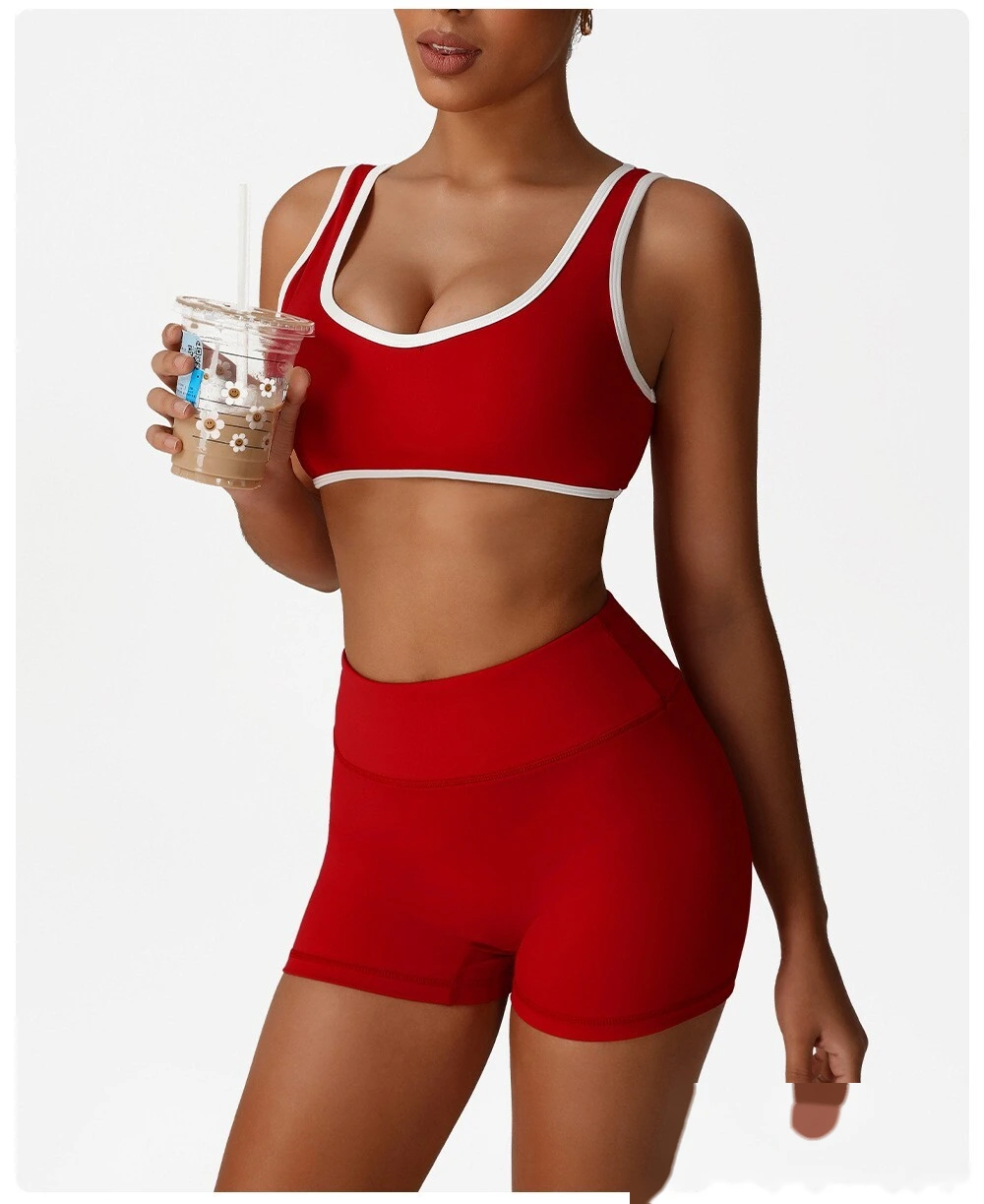 Yoga clothing sports bra Europe and the United States contrast bra fitness exercise high-elastic top vest detail