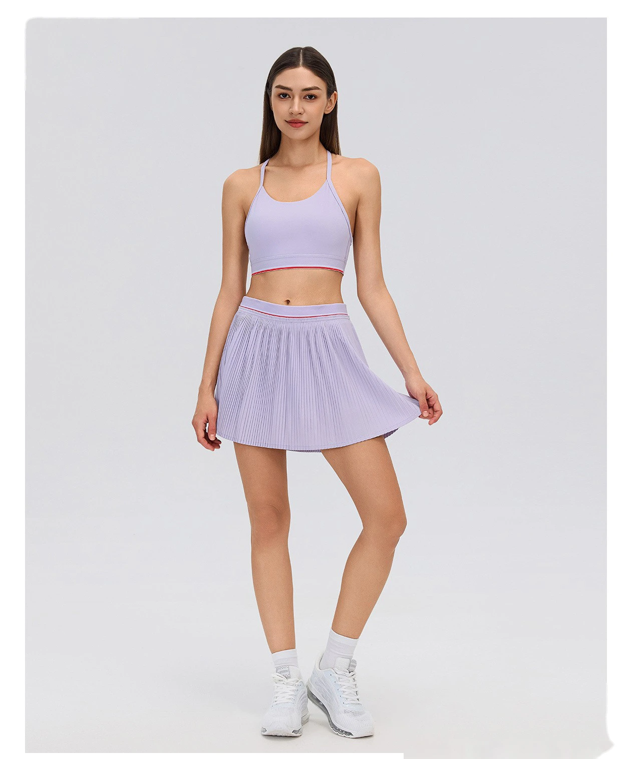 Solid Sports Tennis Skirt, Anti-Chafing Athletic Skort with Inner Shorts, Lightweight Sports Skirts for Running Gym detail