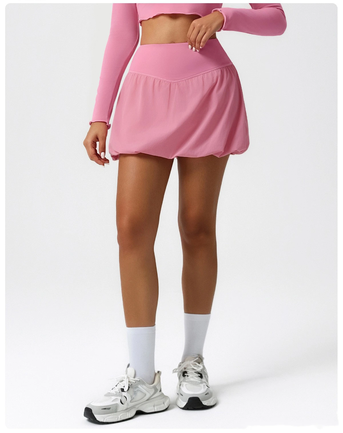 Customized sports tennis skirt anti-exposure bubble skirt Yoga fluffy skirt running fitness skirt detail