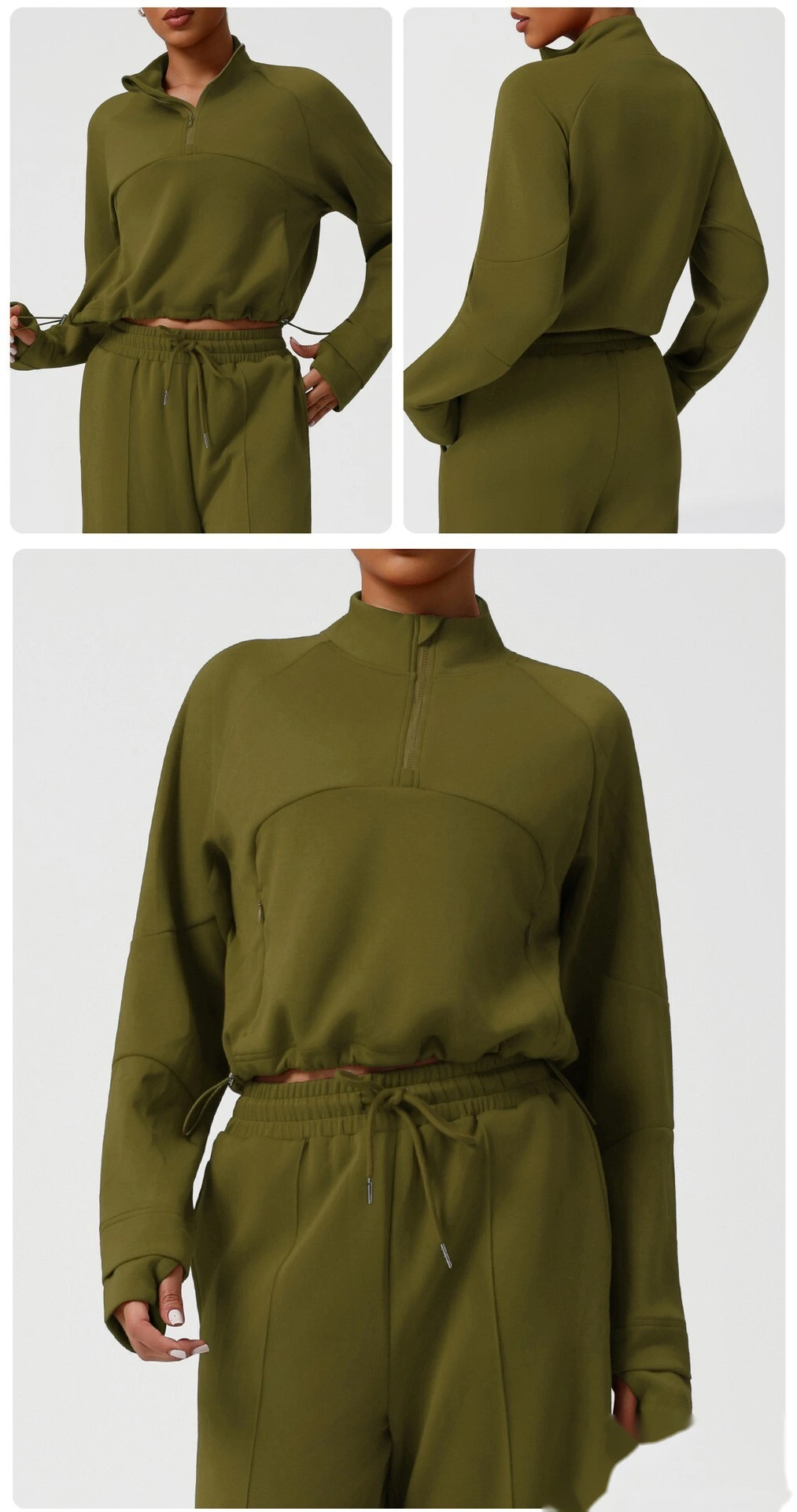 Customized thick sweater in autumn and winter sports leisure yoga clothes long sleeve coat loose sweater woman detail