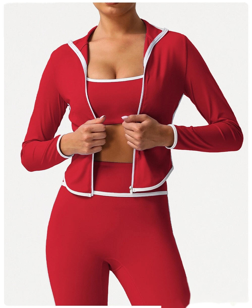 Customize the new contrast zipper yoga clothes women's autumn and winter running fitness coat detail