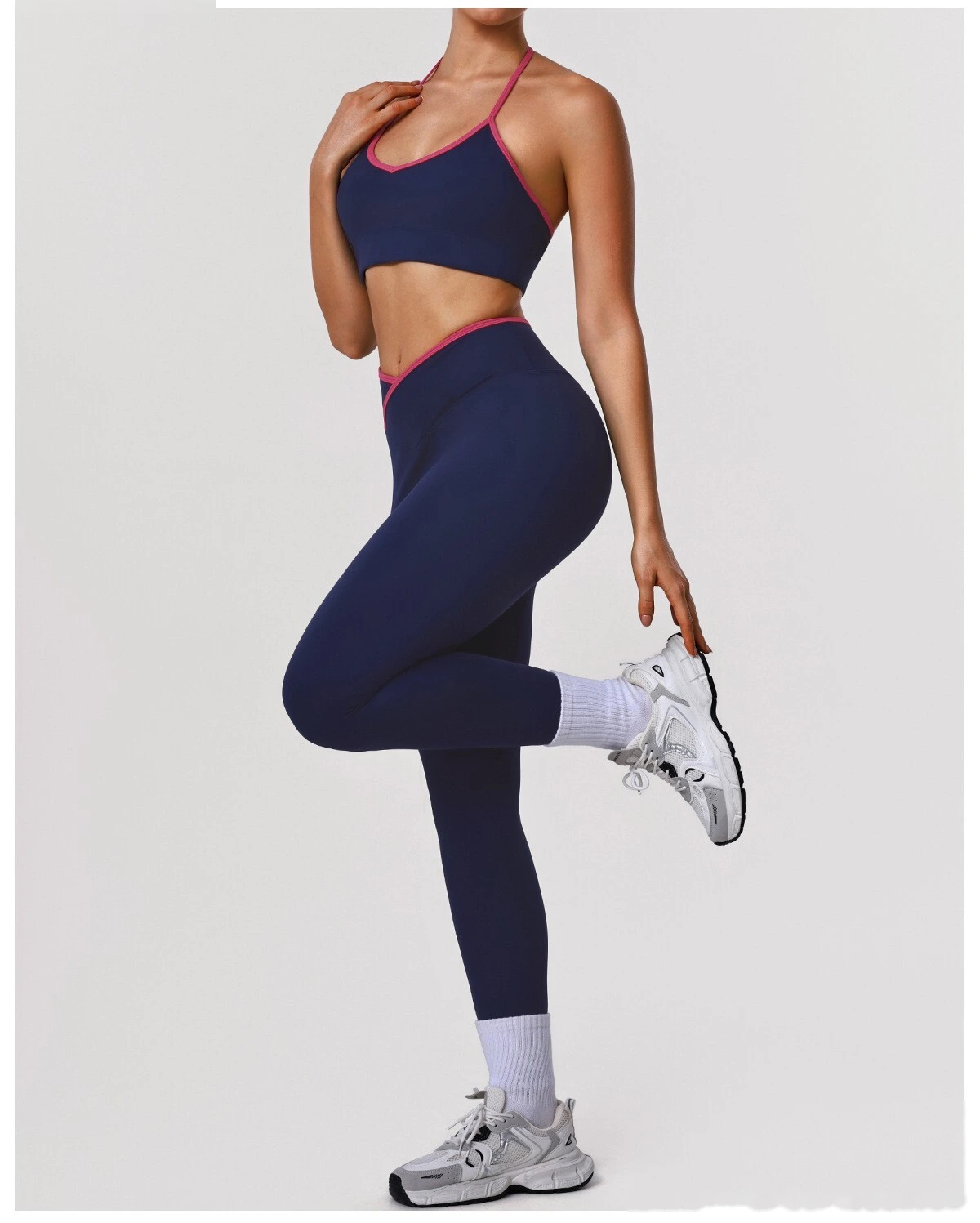 Custom Butt-Lifting High-Waisted Yoga Leggings for Women - Color Block Slim-Fit Tights, Sports Pants for Gym Fitness detail