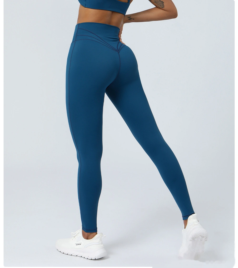 Custom nude yoga T-free embarrassing line fitness pants sports hip pants detail