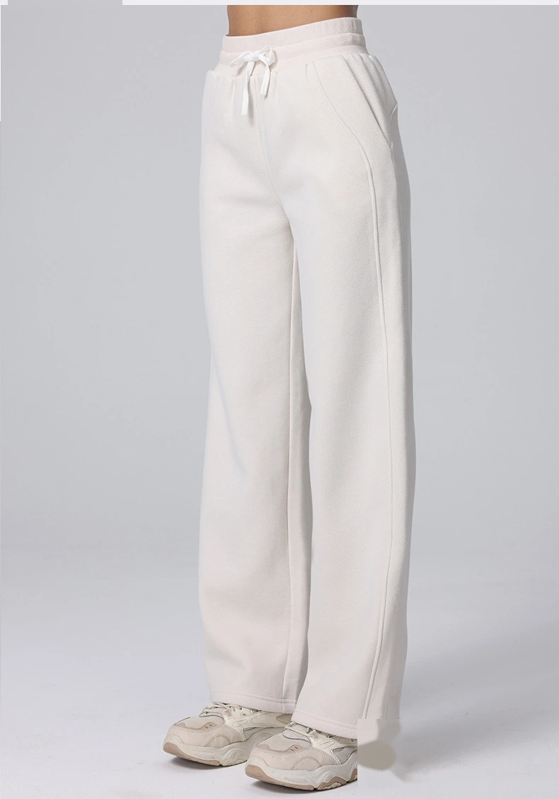 Custom autumn and winter high waist yoga pants casual straight wide-leg pants running plus velvet sports pants women detail