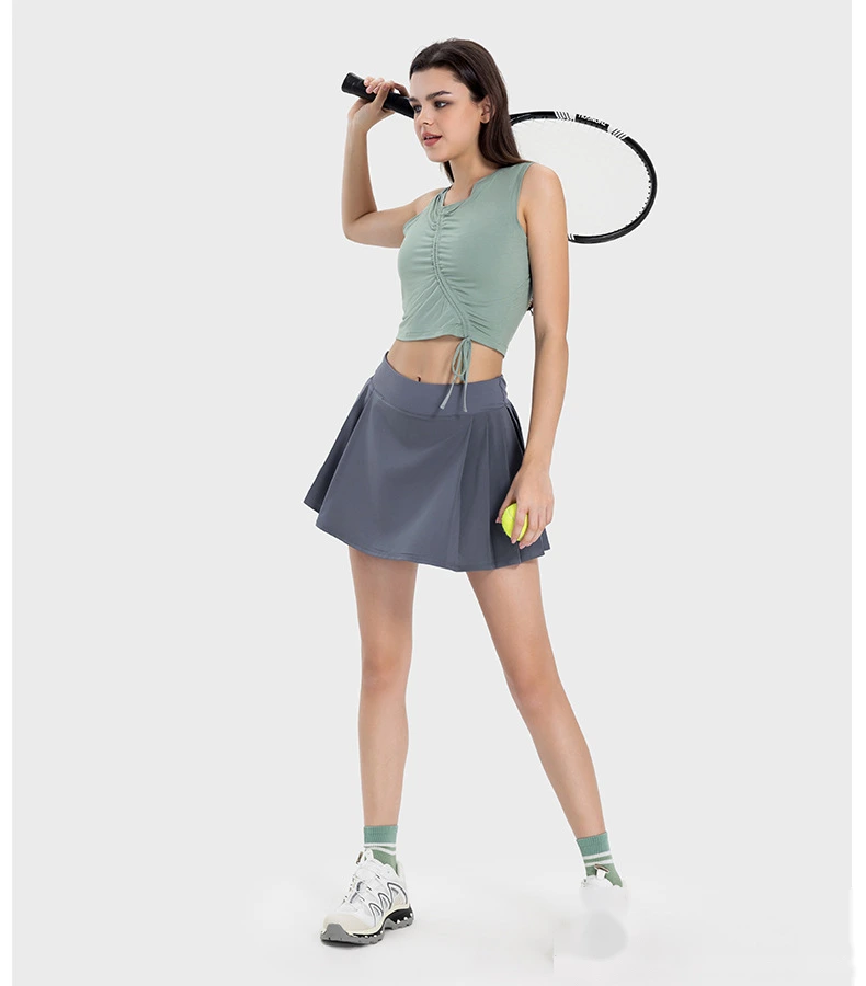 Customized pleated yoga shorts skirt female fake two-piece anti-exposure tennis skirt detail