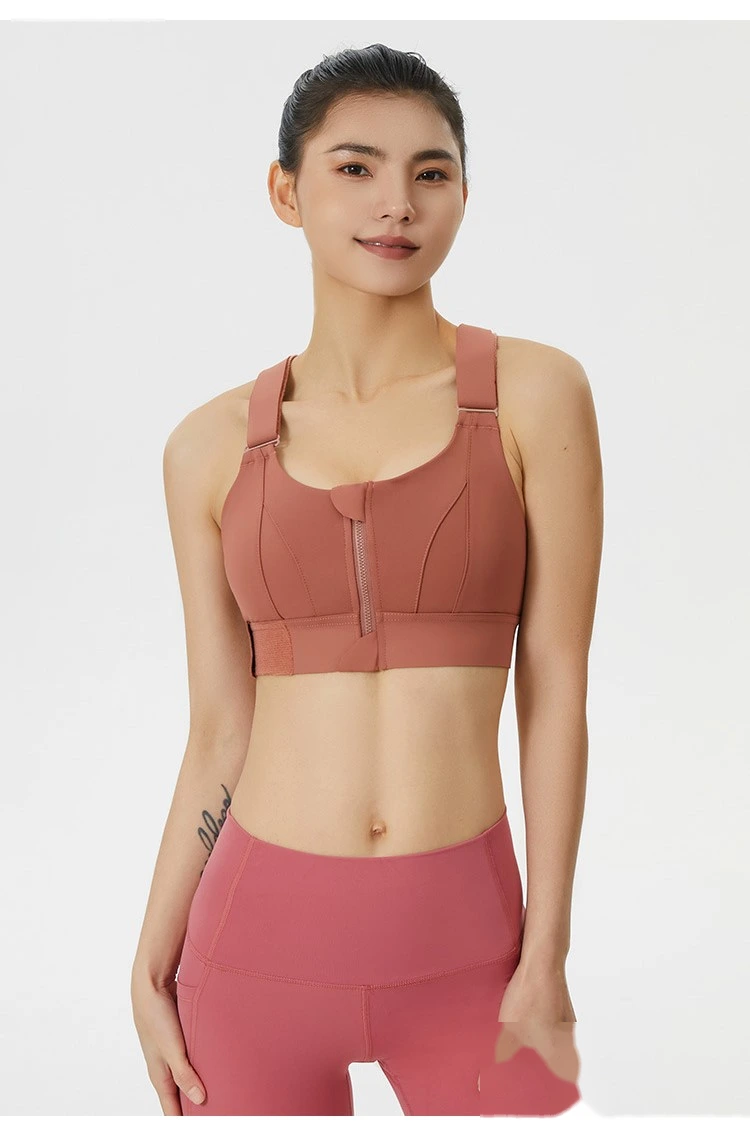 Womens zip sports bras high strength adjustable workout gym bra detail