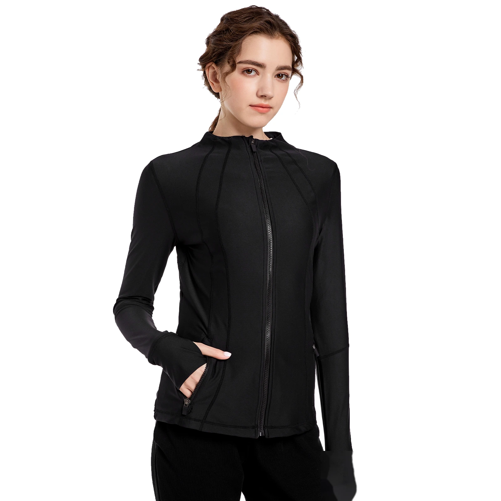 Autumn and winter new women's slim top sports casual jacket coat detail