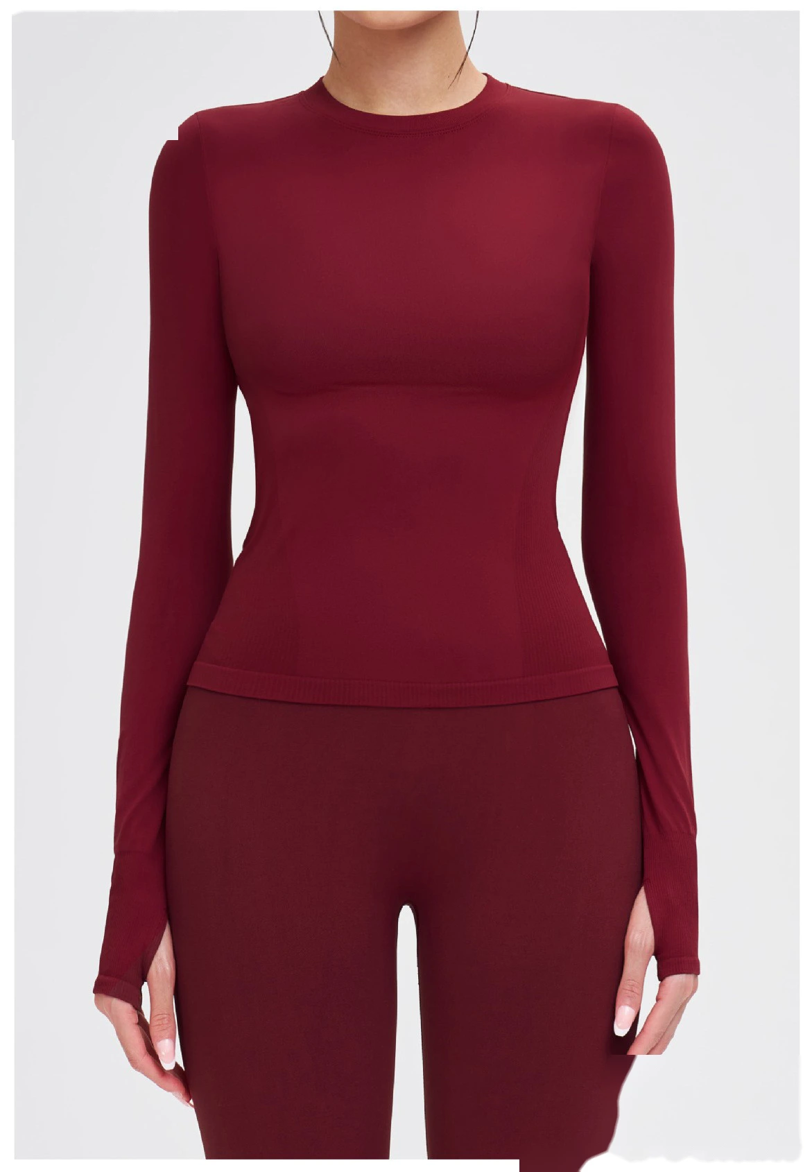 Custom Seamless Yoga Long Sleeve - Women's Crew Neck Tight High-Stretch Running Fitness T-Shirt detail