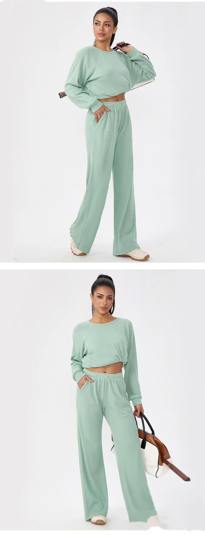 Custom Women's Autumn Winter Wide-Leg Sports Pants - Loose Fit, Casual, for Fitness & Training detail