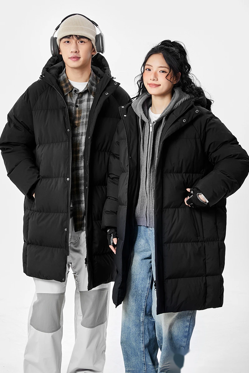 Customized winter men and women windproof and warm long cotton-padded jacket down coat. detail