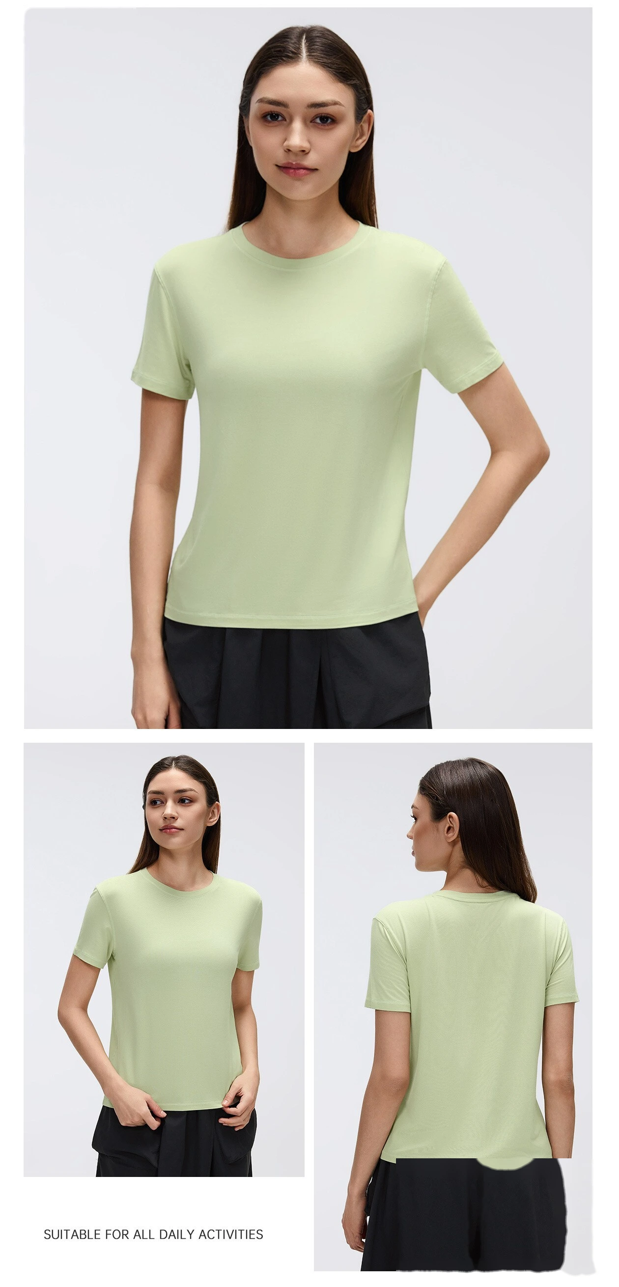 Bulk Custom Crew Neck Sports Top - Women's Summer Quick-Dry Lightweight Pilates Yoga Gym Running Activewear detail