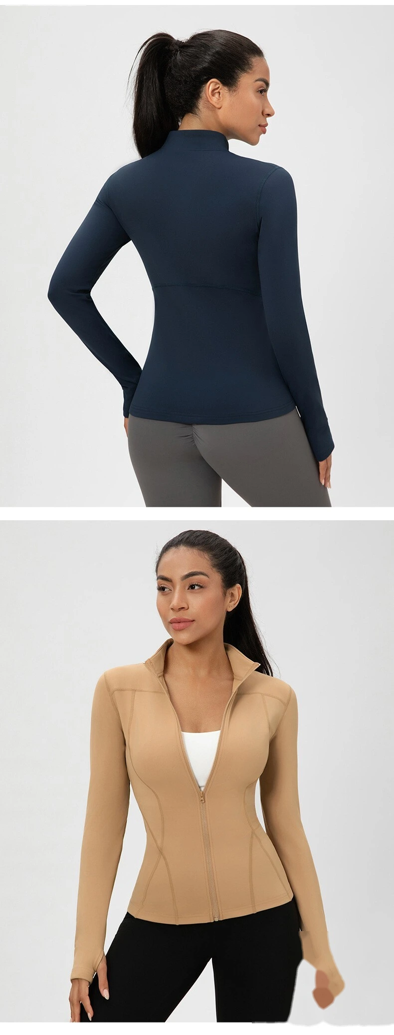 Customizable Women's Autumn-Winter Yoga Coat | Fleece Lined, Slim Waist, Warm Athletic Outerwear detail