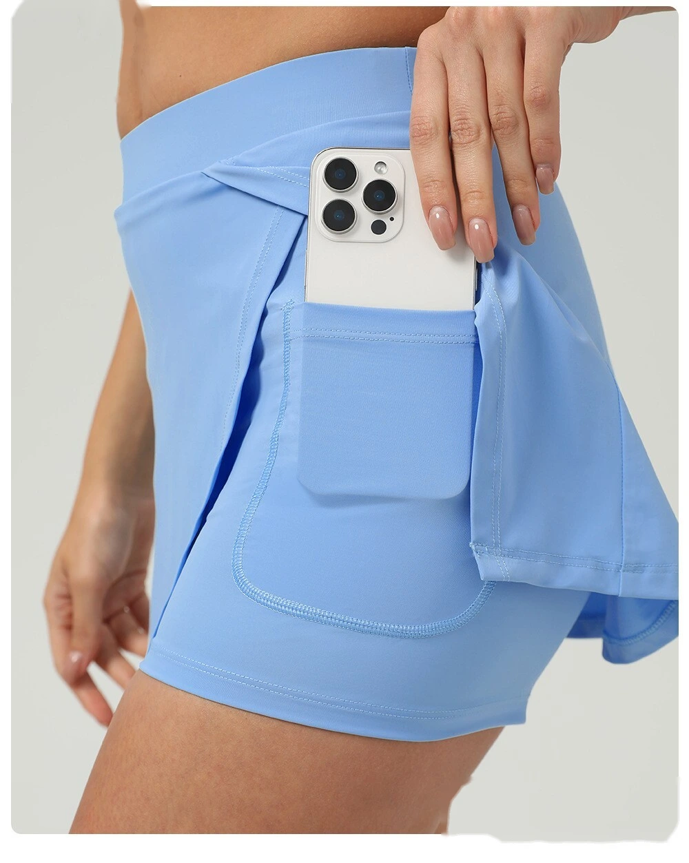 Sun-proof tennis skirt, ice sports, open skirt pants, summer running fitness tennis anti-exposure sports skirt detail