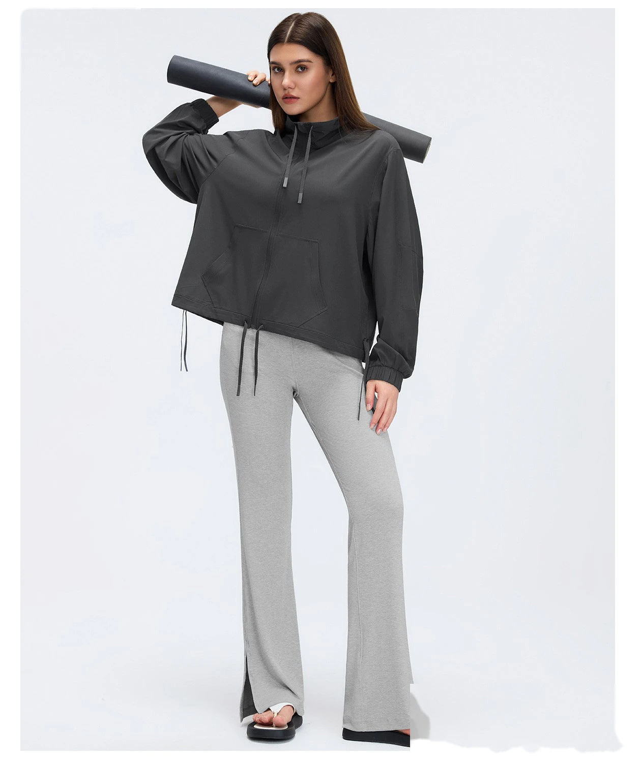 Custom Loose Casual Stand-Collar Jacket - Women's Versatile Outdoor Sports Fitness Activewear detail