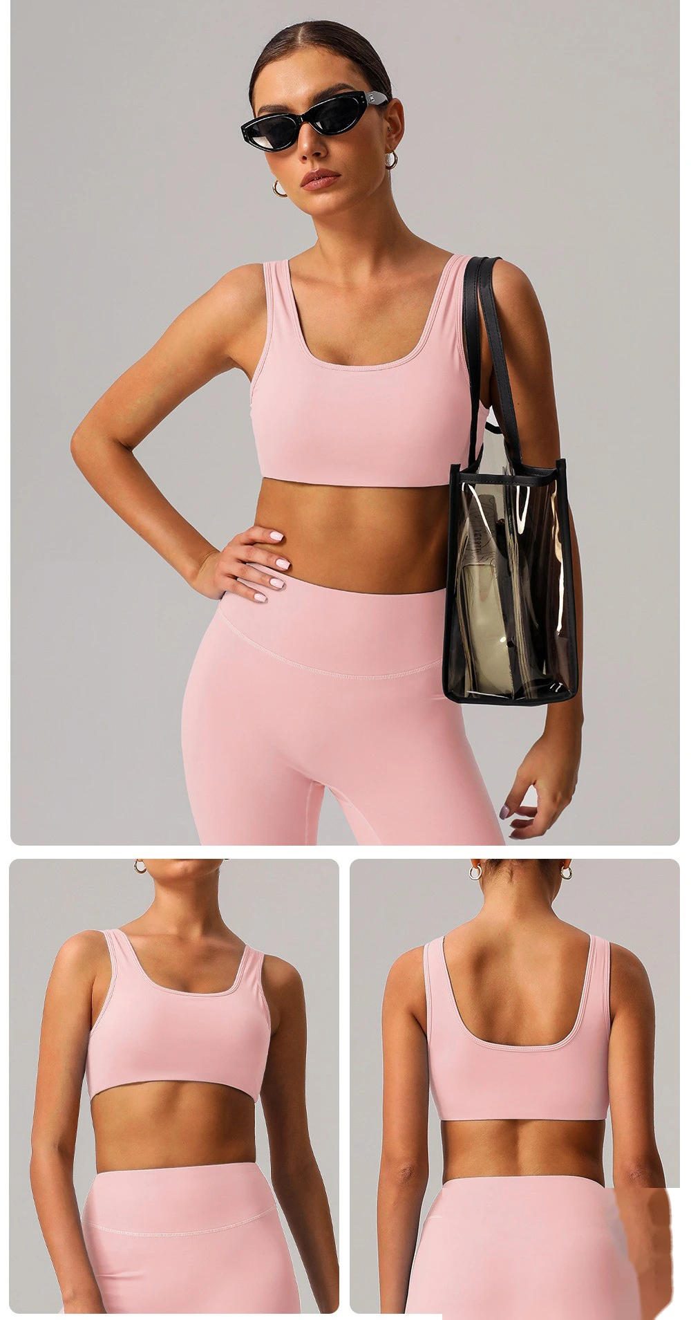 Custom tight yoga vest sports bra shockproof high elastic running outdoor fitness clothes women detail