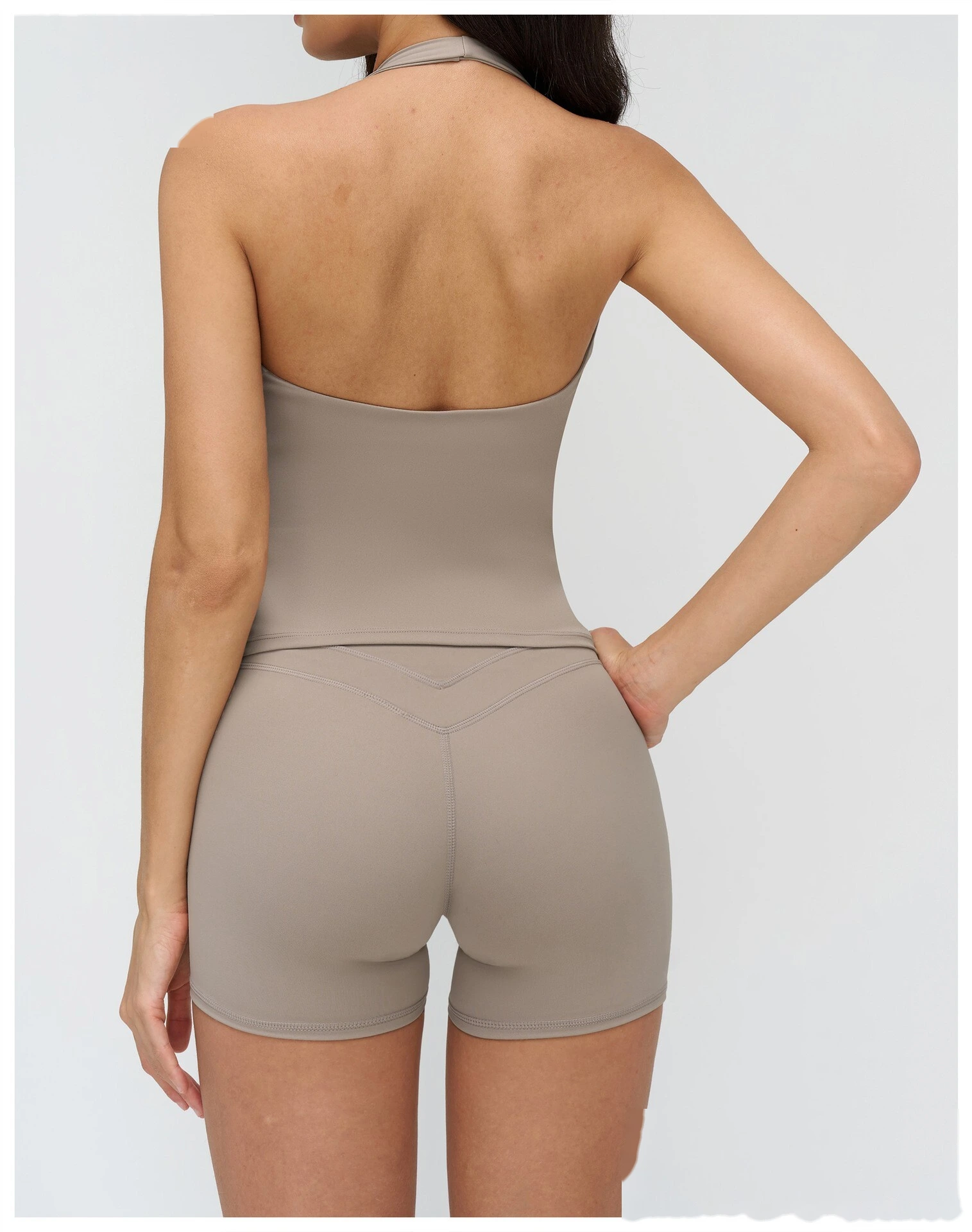 Custom V-Neck Halter Yoga Tank Top - Slim Fit Open Back Sports Bra for Running detail