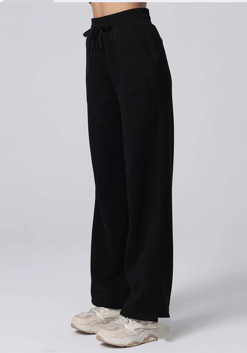 Custom autumn and winter high waist yoga pants casual straight wide-leg pants running plus velvet sports pants women detail