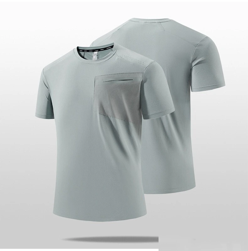 Customized ice silk thin short-sleeved T-shirt men's loose leisure sports seamless cool breathable quick-drying clothes detail