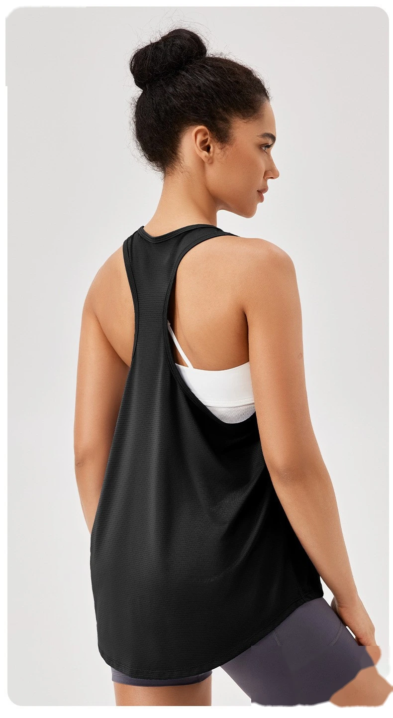 Sports blouse loose suspender vest yoga clothes breathable sleeveless fitness running top detail