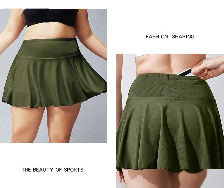 Women plus size high rise fitness quick dry running pleated tennis skirts detail