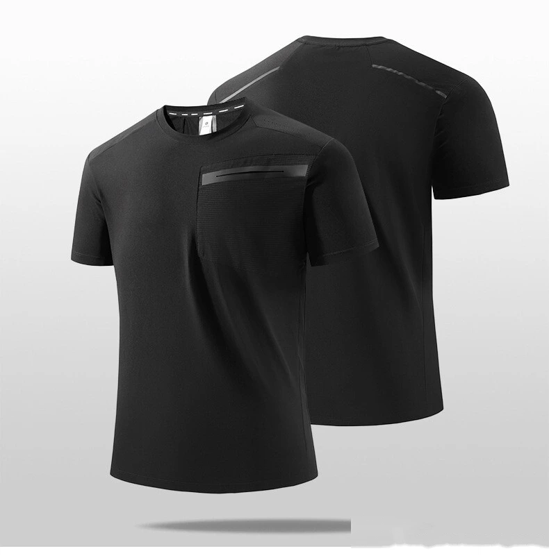 Customized ice silk thin short-sleeved T-shirt men's loose leisure sports seamless cool breathable quick-drying clothes detail