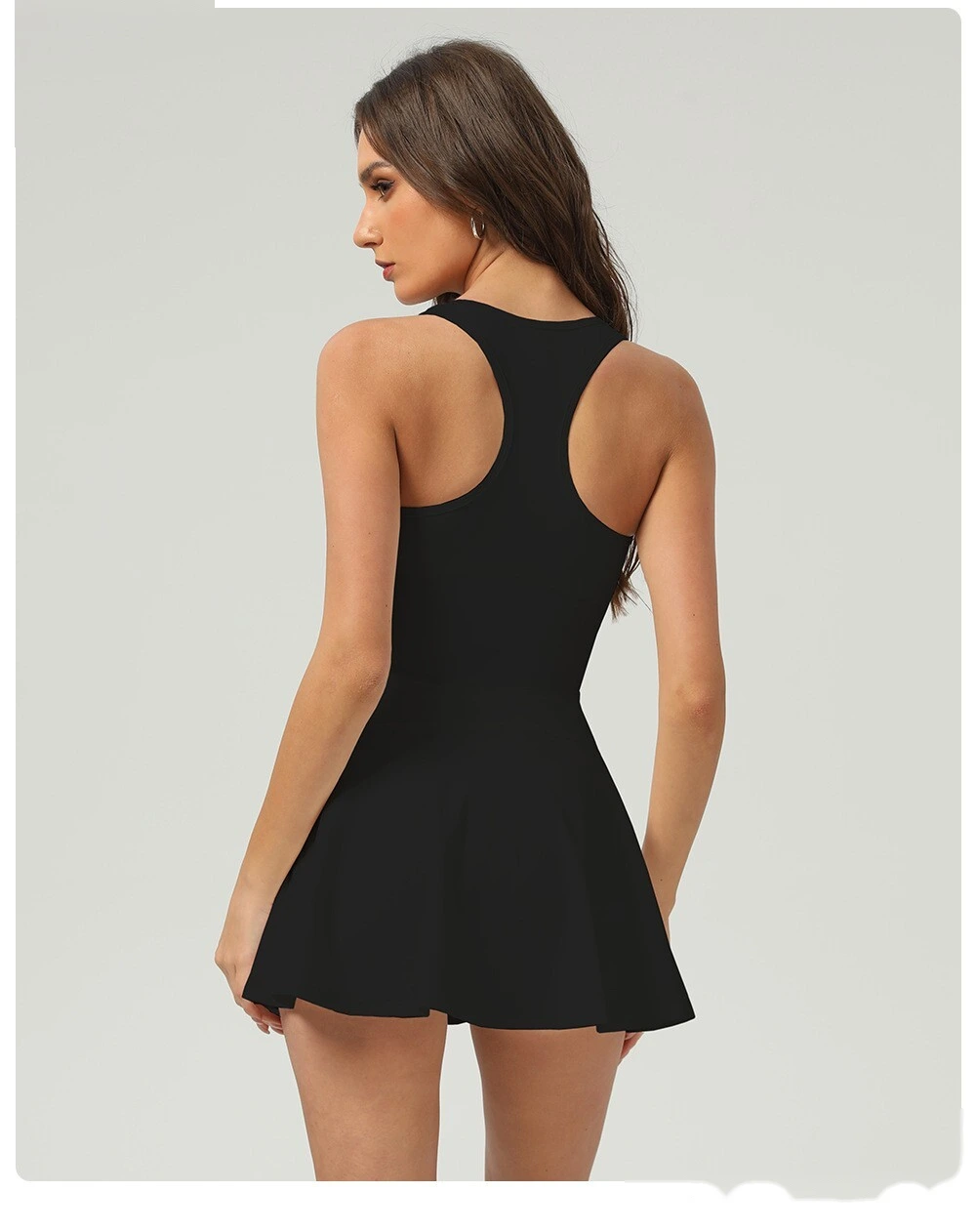 Customized sleeveless tennis dress outdoor sports skirt anti-exposure integrated leggings skirt detail