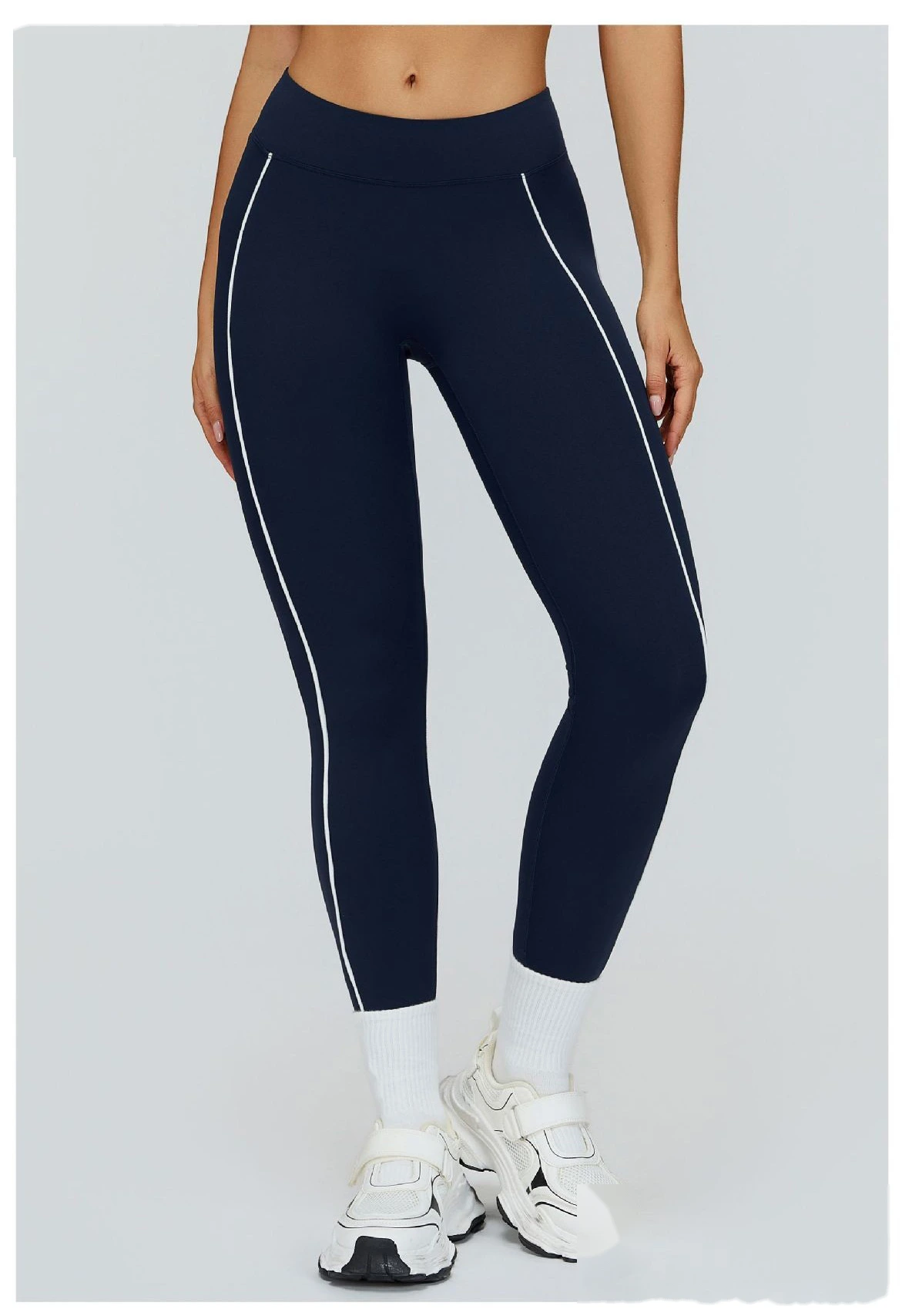 Custom Women’s Naked-Feel Tight Yoga Pants - Color Block High-Waisted Butt-Lifting Running Fitness Leggings detail