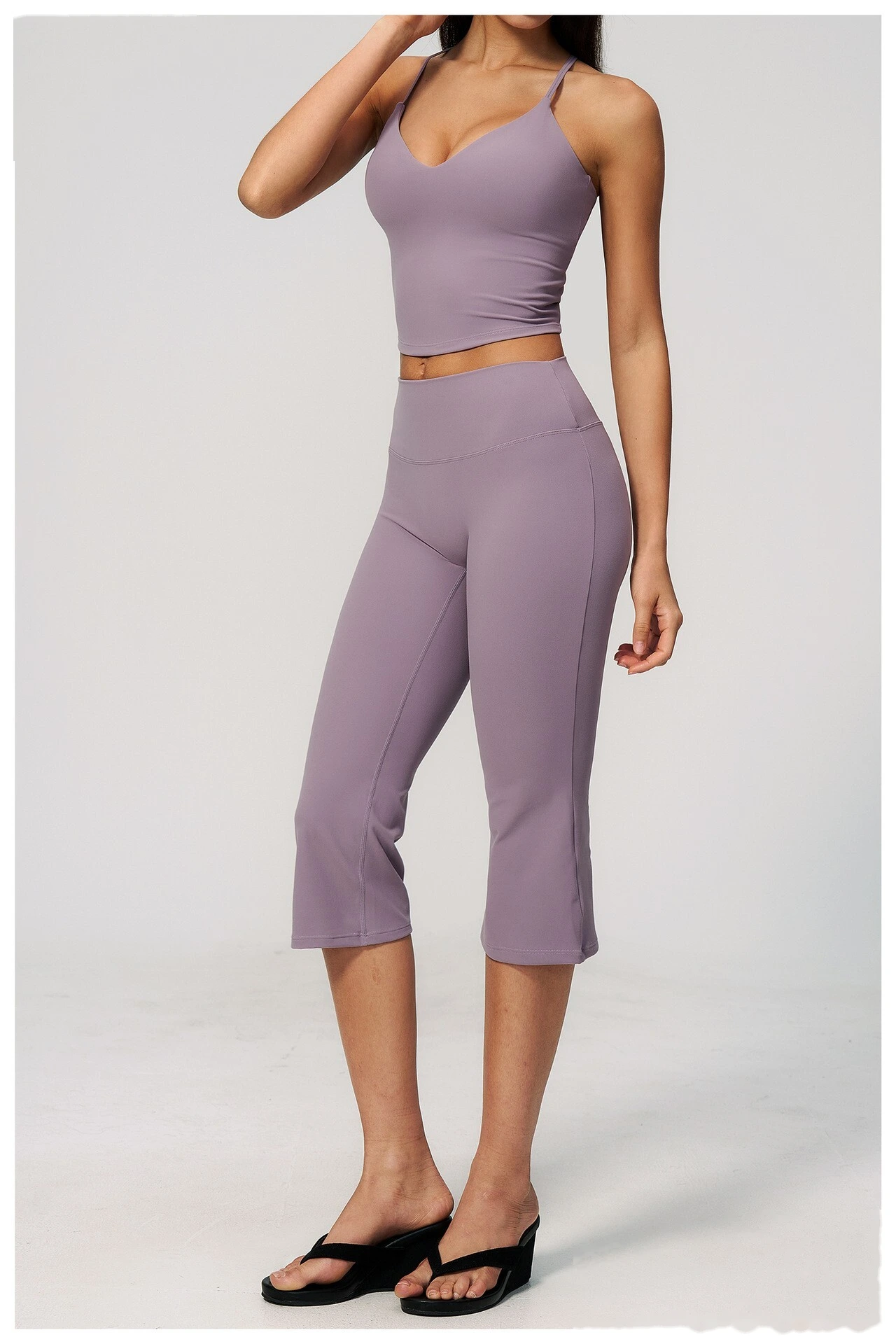 Yoga pants with creamy feeling, high waist, hips and abdomen, fitness exercise, cropped pants/yoga suit detail