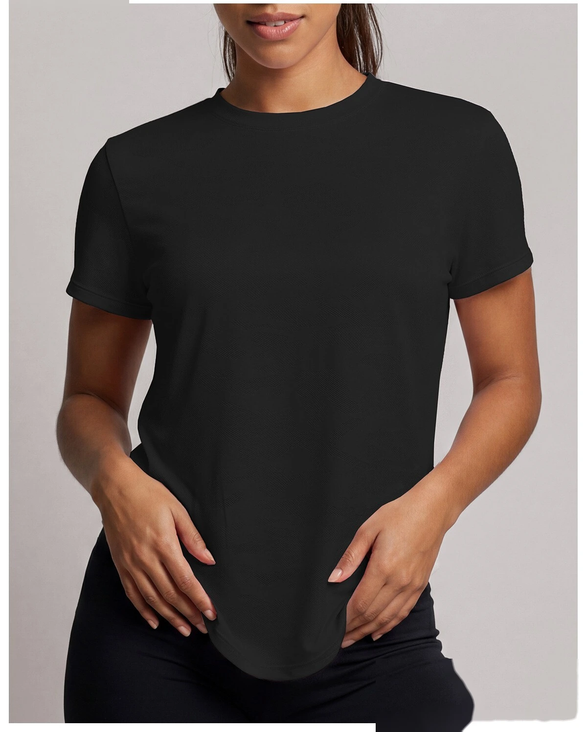Summer short-sleeved women's new Jacquard running training suit fitness sports shirt T-shirt breathable blouse detail