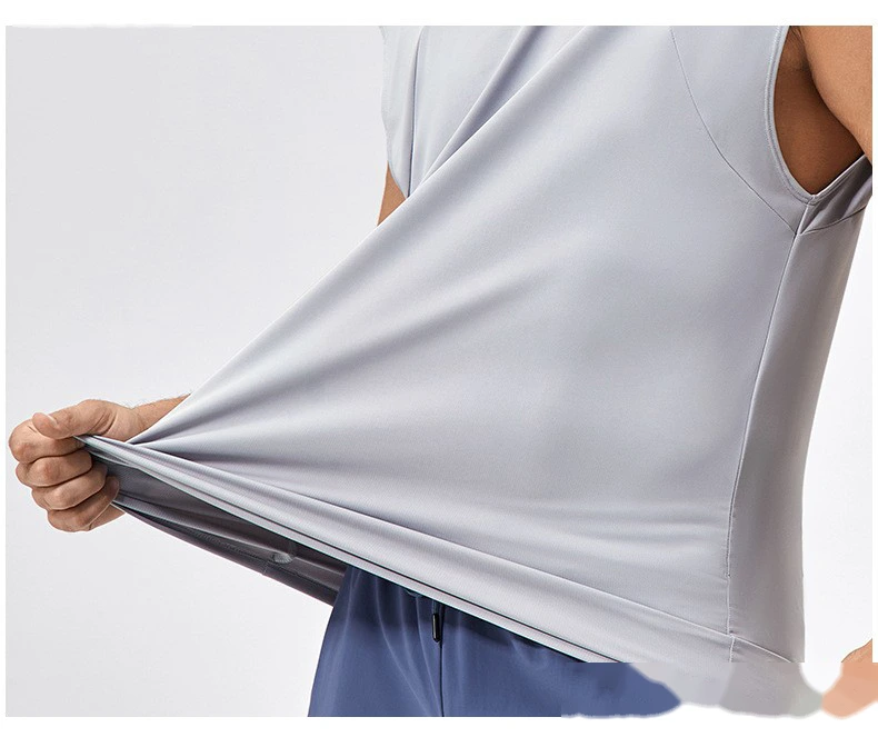 Customized men's loose quick-drying basketball running jacket hooded fitness vest detail