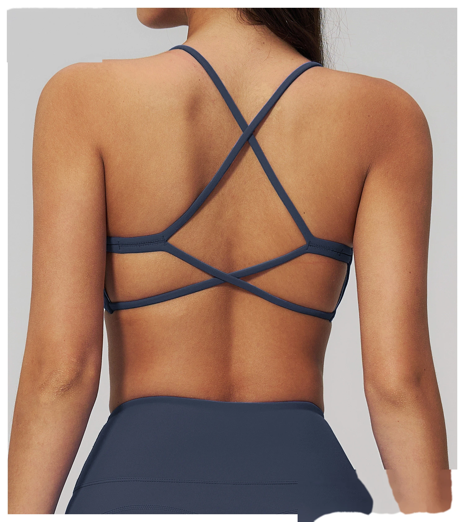 Sports suit women's beautiful back yoga suit tight micro-pull fitness suit detail