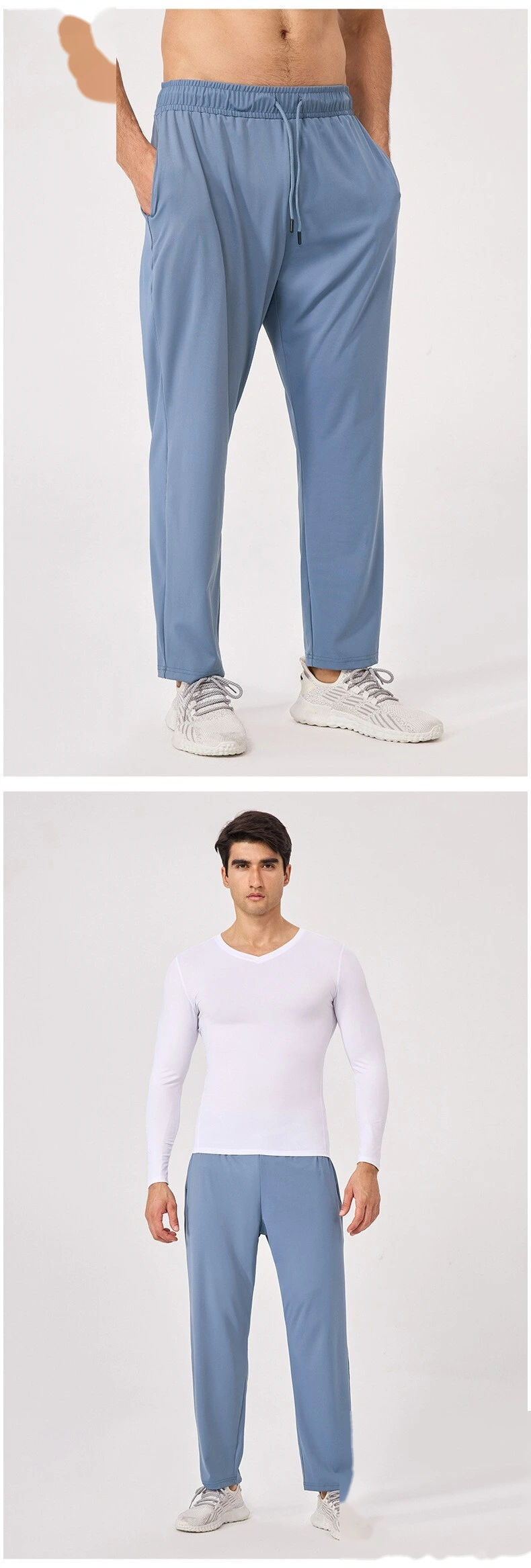 Men’s Loose Athletic Long Pants Breathable Quick Dry Fitness Running Pants with Slant Pockets Outdoor Sportswear detail