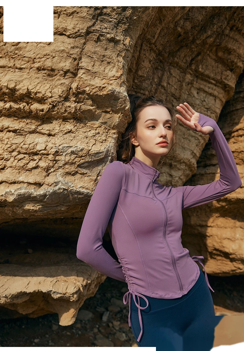 Custom autumn and winter yoga clothes women's jacket quick-drying coat tight-fitting long-sleeved sportswear detail