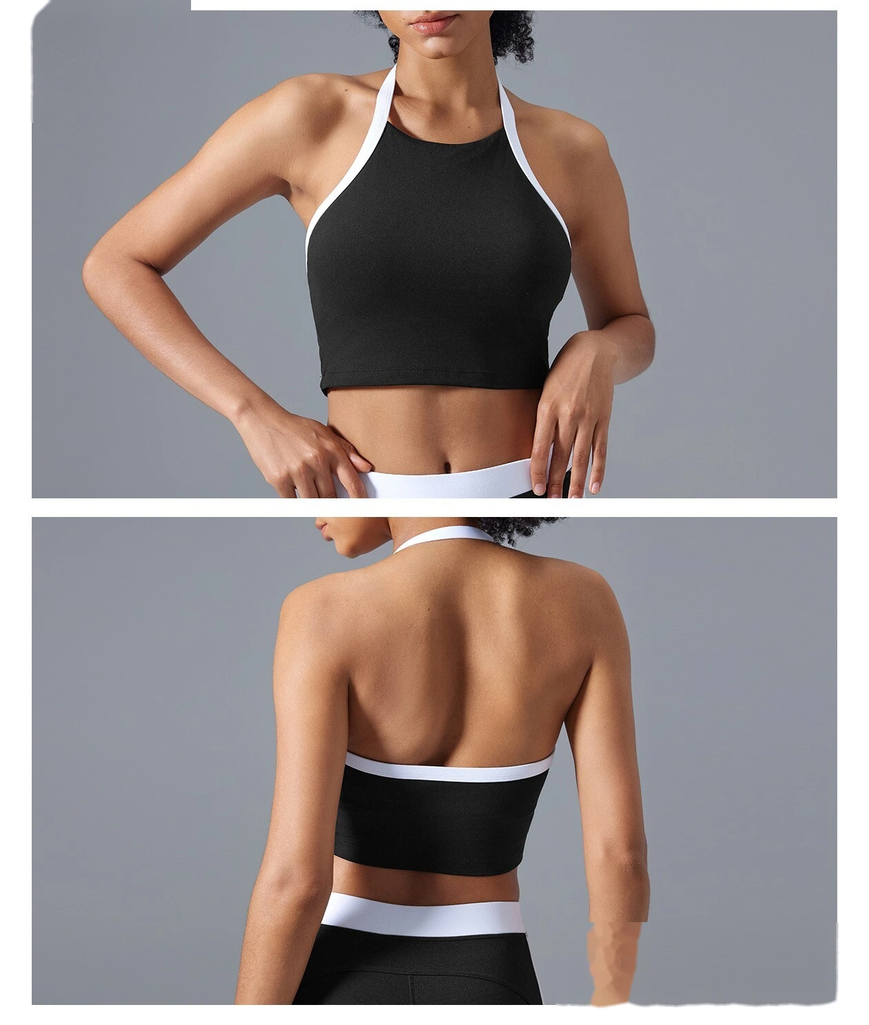 Customized new running fitness yoga bra fashion neck backless contrast sports bra female detail