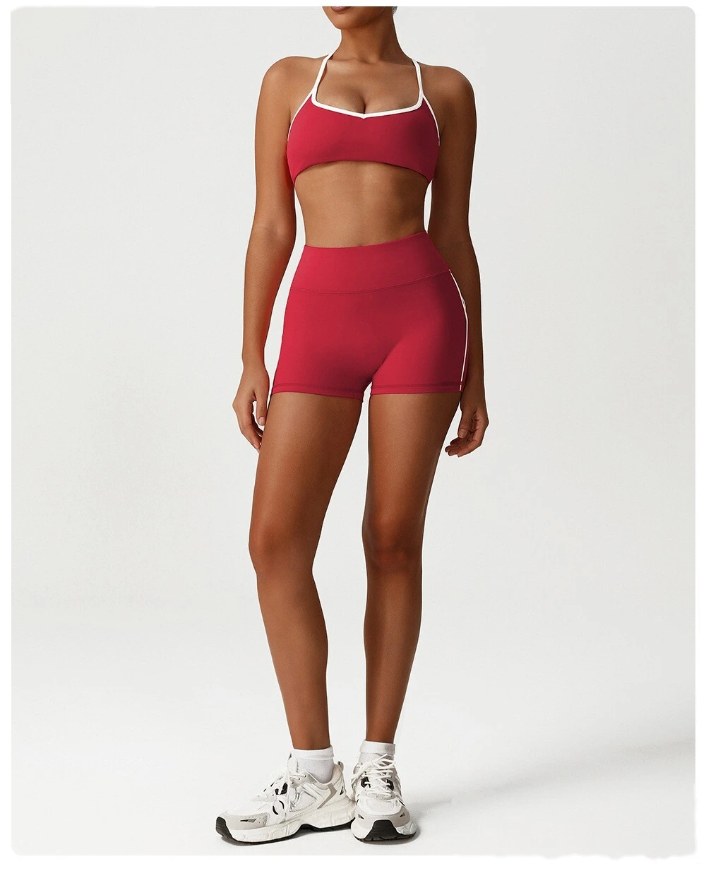 Custom color matching tight-fitting yoga pants peach hip high waist shorts without T-line outdoor running fitness shorts detail