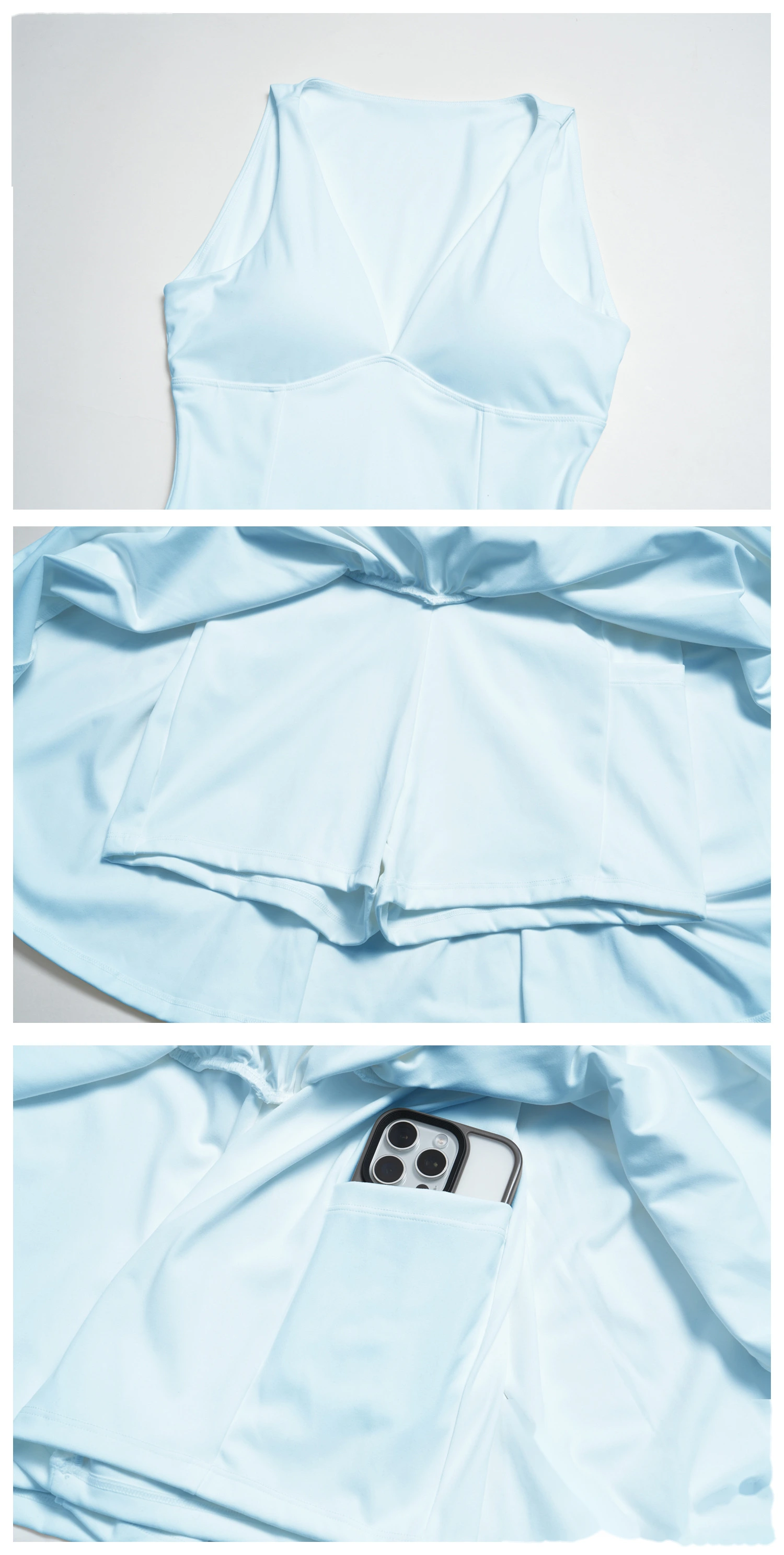 Women’s Custom Sports Tank Dress Sleeveless Slim Yoga Tennis Skirt Dress for Fitness Running Outdoor Activewear detail