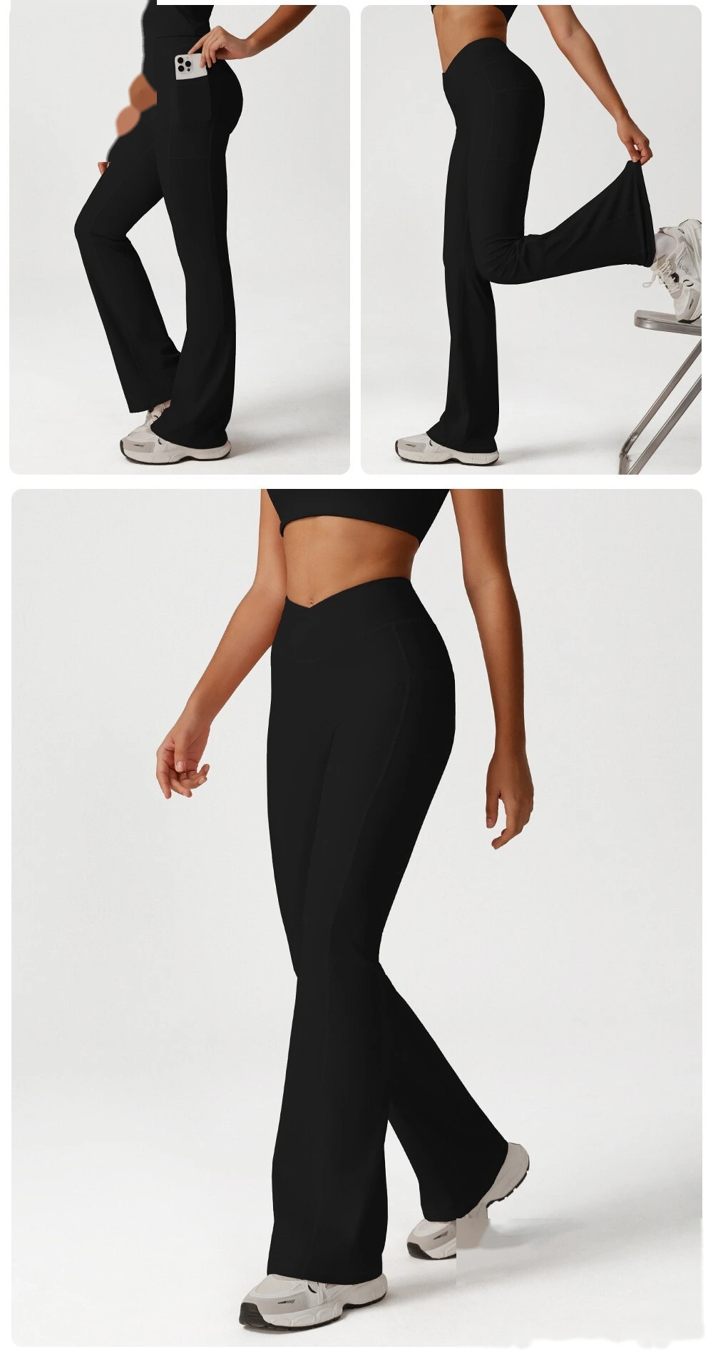 Custom-made cross high waist yoga dance sports wide-leg pants leisure hip fitness micro-pants. detail