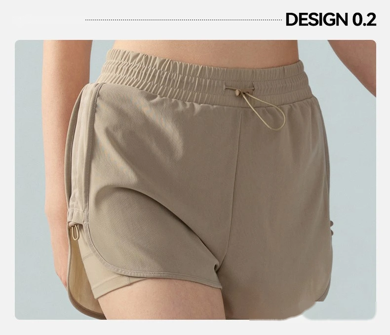 Custom women mesh fake 2 pcs drawstring sports shorts running 2 in 1 shorts Factory OEM Low MOQ detail