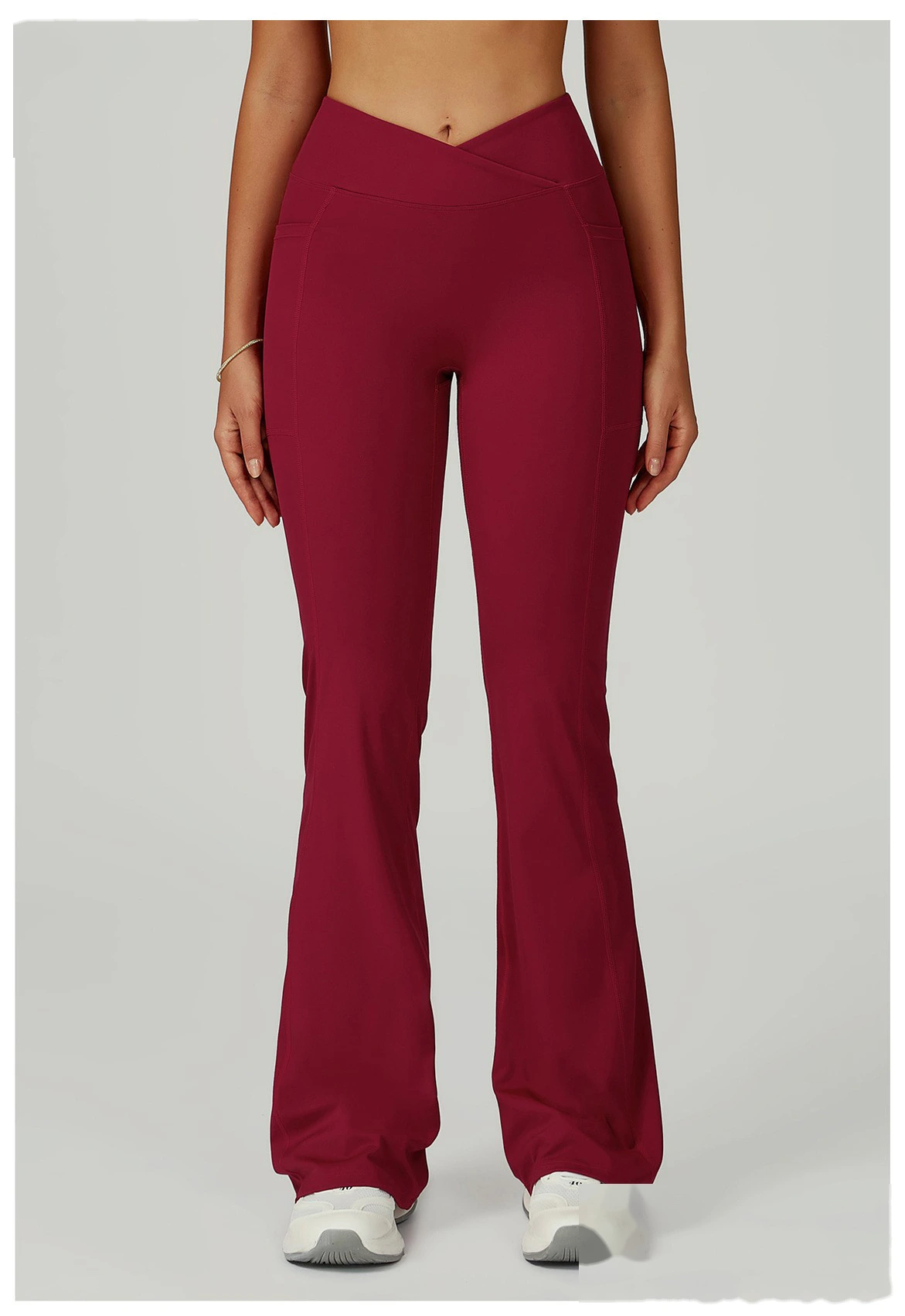 Custom Crossover Waist Yoga Leggings for Women - High-Waisted High-Stretch Micro-Flare Pants, Outdoor Sports Gym Running detail