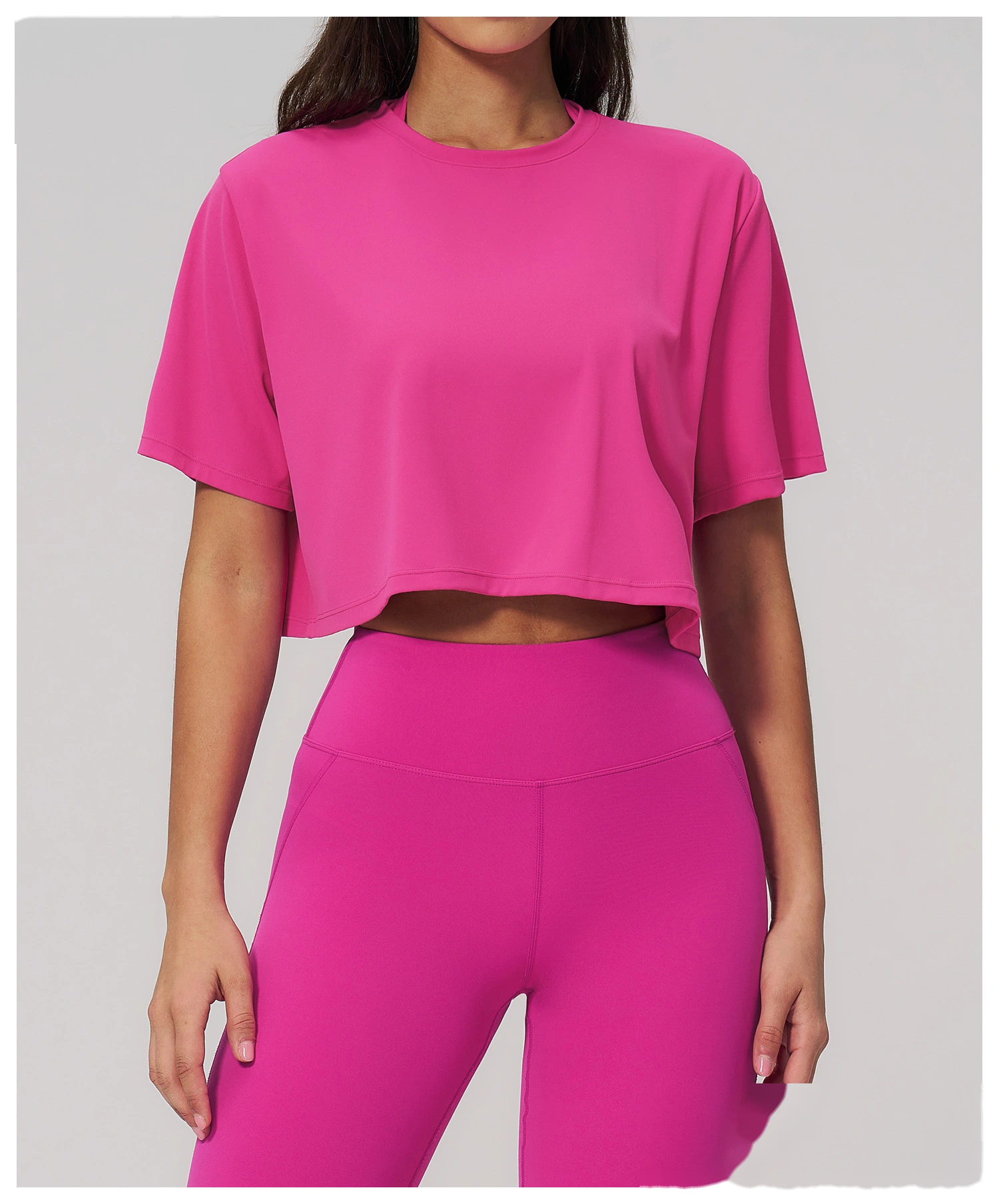Custom Women’s Loose Fit Cropped Workout Top Short Sleeve Yoga T-Shirt Running Gym Activewear detail