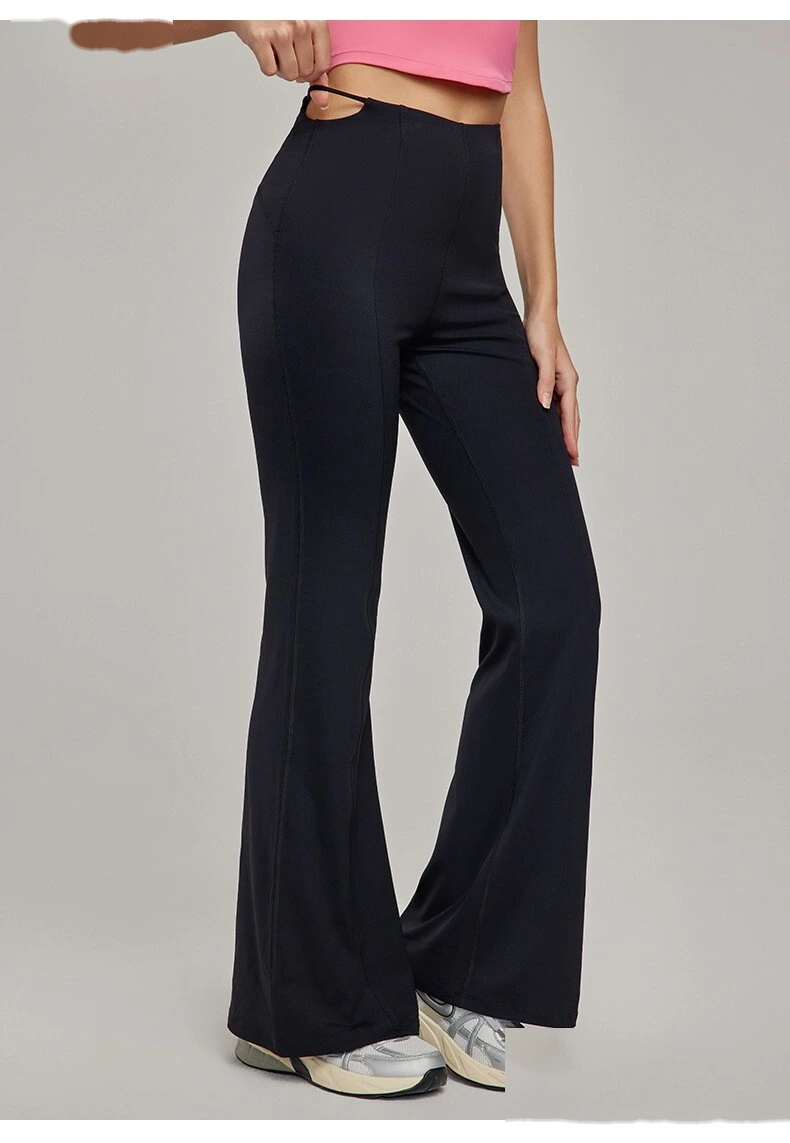 Slim hip micro-pull yoga pants sexy flared pants straight leg high elastic fitness pants detail