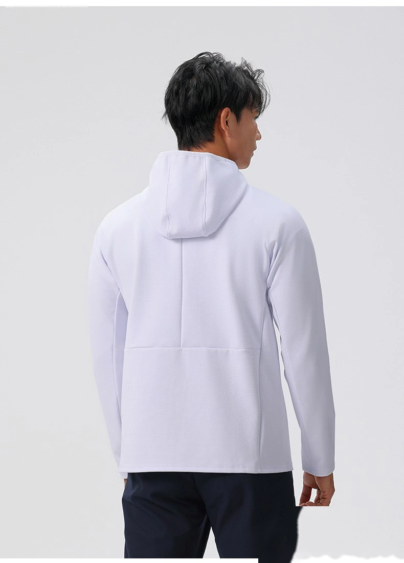 Custom autumn and winter running quick-drying clothes men's sports T-shirt half zipper hooded sweater detail