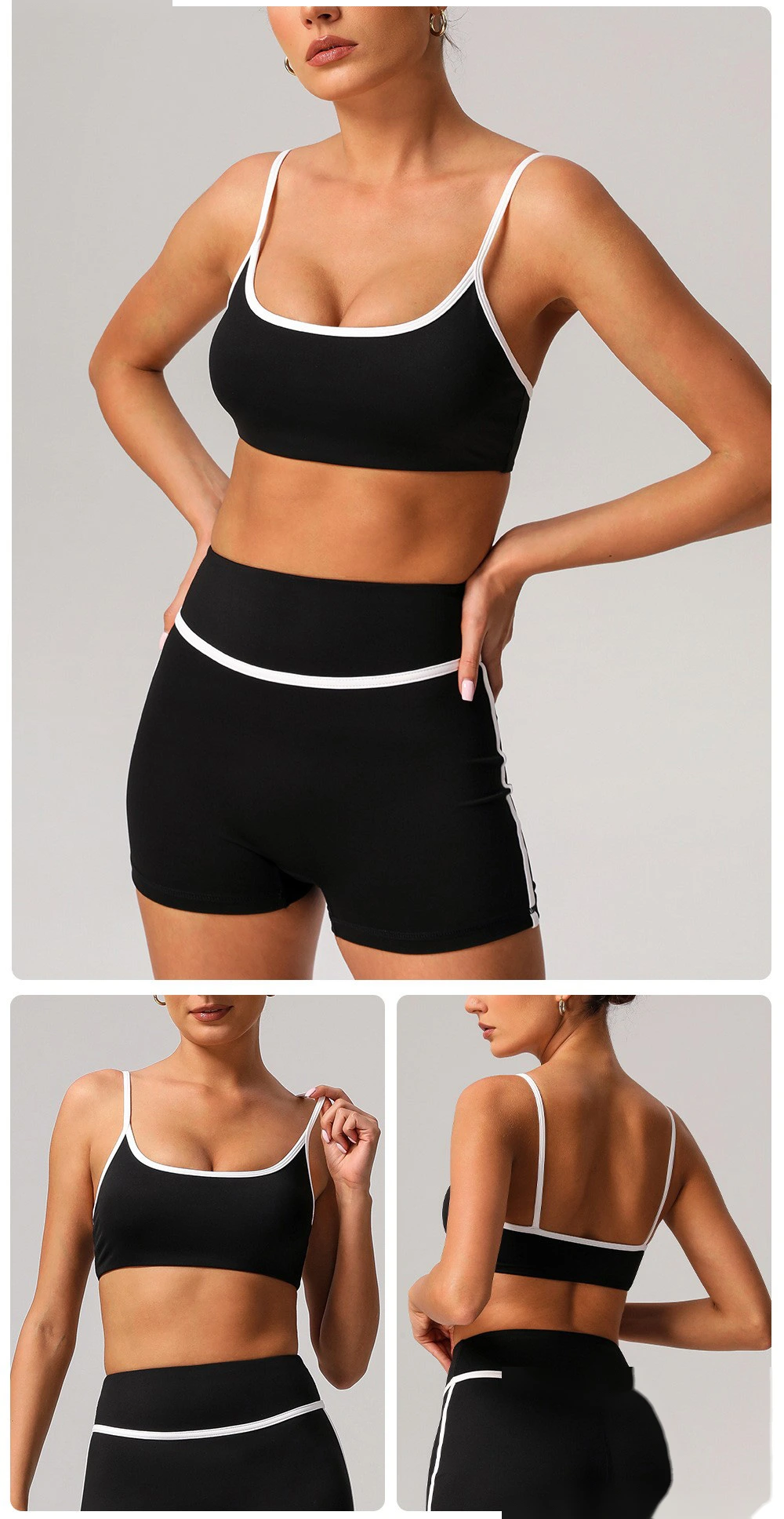 Custom contrast ribbon sports bra padded yoga bra outdoor running fitness detail