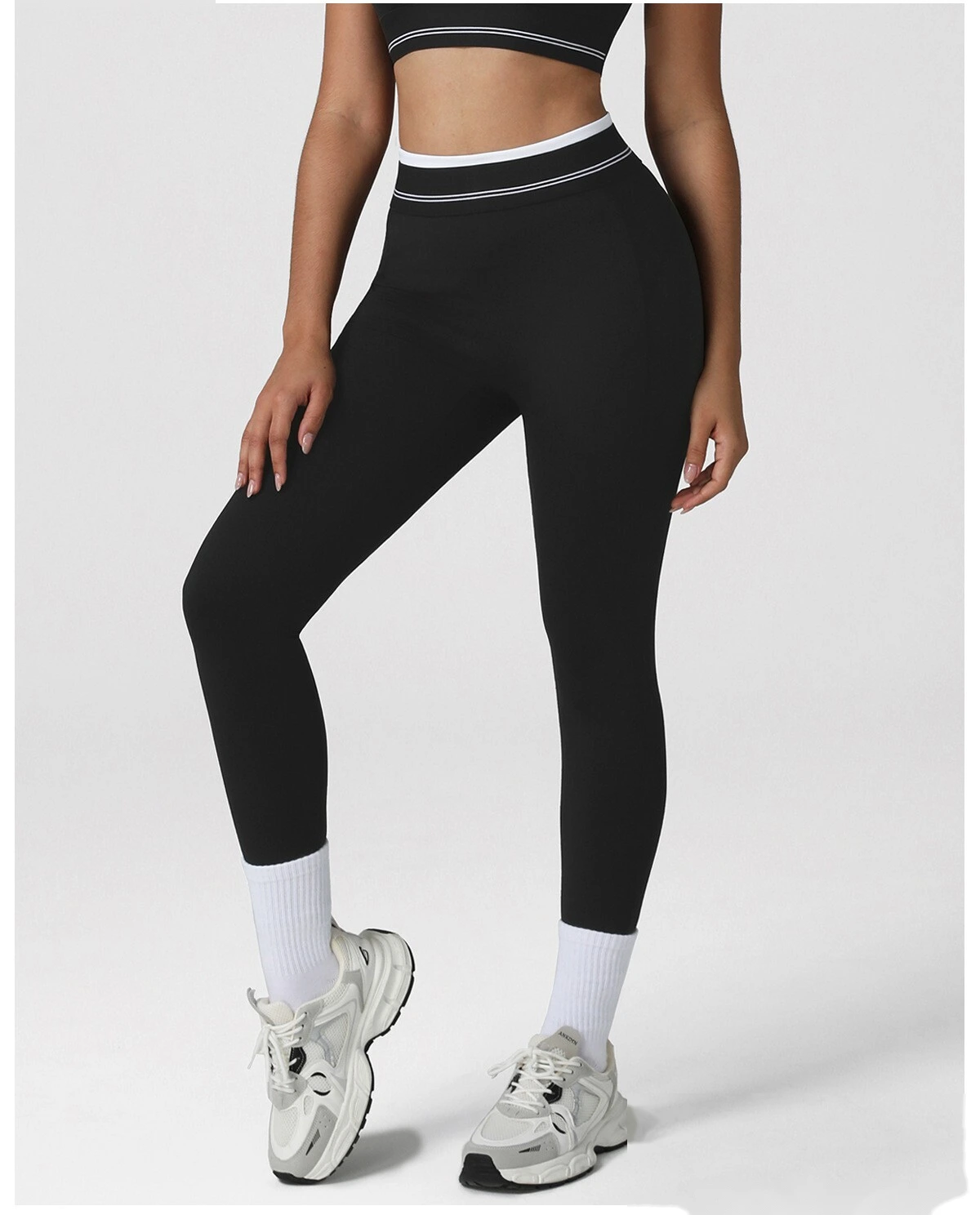 Women's Customizable Naked - Feeling Yoga Pants - High-Waisted Color Block Butt-Lifting Slim-Fit Workout Leggings detail