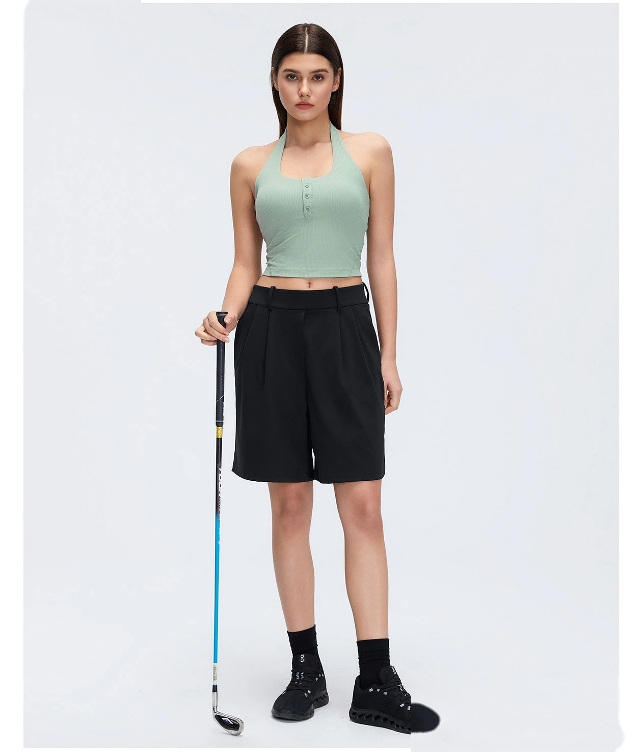 Bulk Custom High-Waisted Dressy Shorts - Women's Loose Wide-Leg Solid Color Suit Bermuda Pants detail