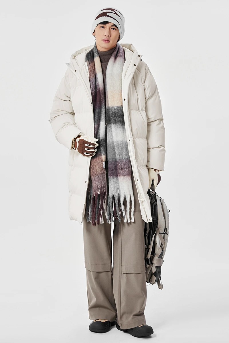 Customized winter men and women windproof and warm long cotton-padded jacket down coat. detail