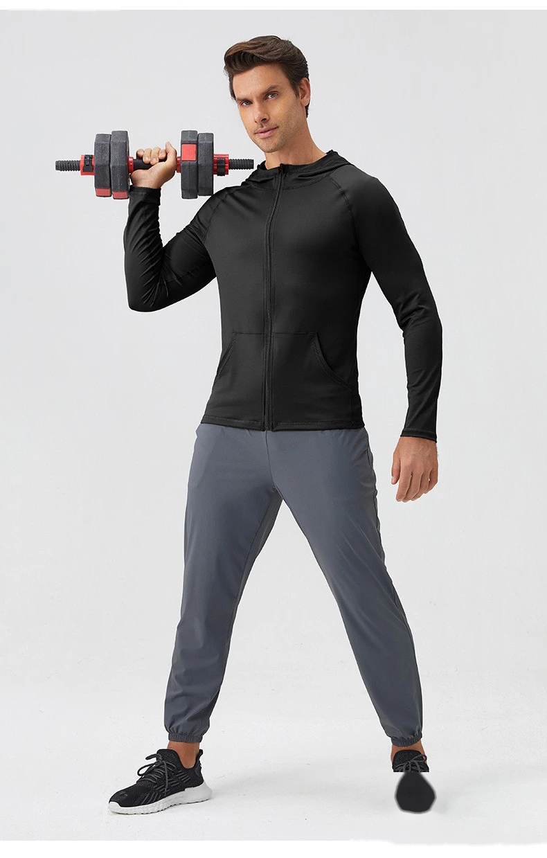 Customized fitness clothes long sleeve quick-drying running men's coat for autumn and winter sports detail