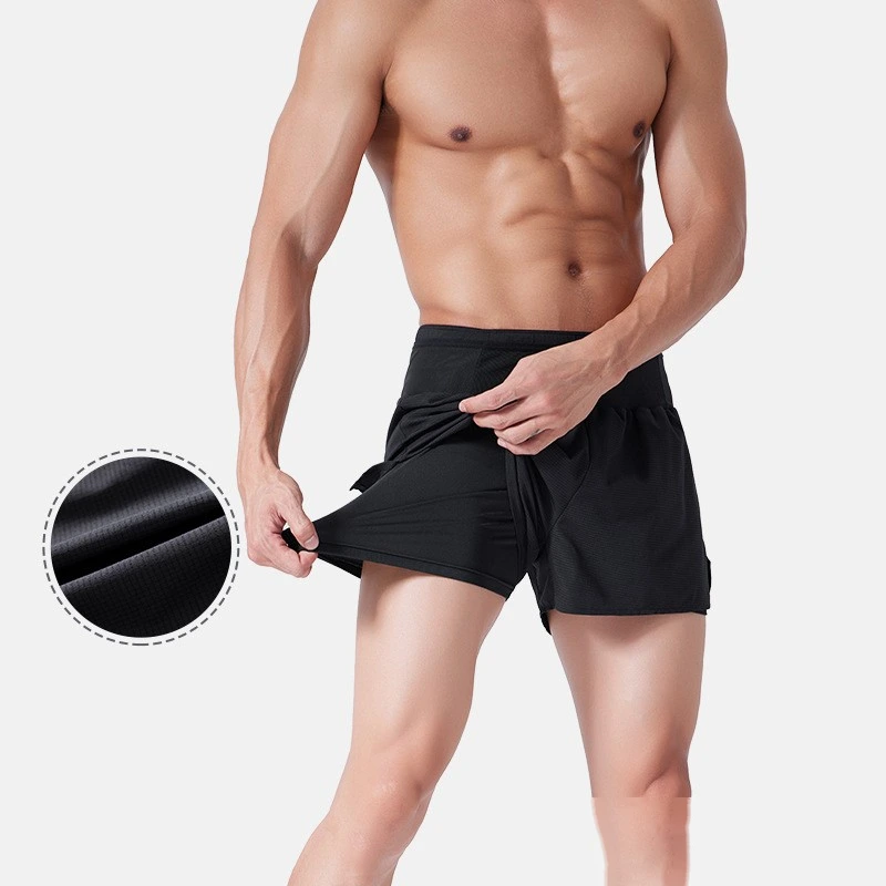 Men 2 in 1 running quick dry sports shorts basketball track shorts detail